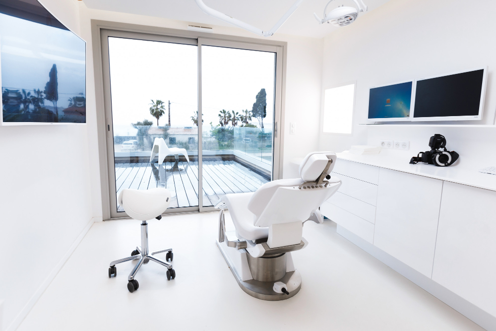 Modern dental operatory buildout in a Chicago suburb — commercial space planned for clinical workflow and future chair expansion