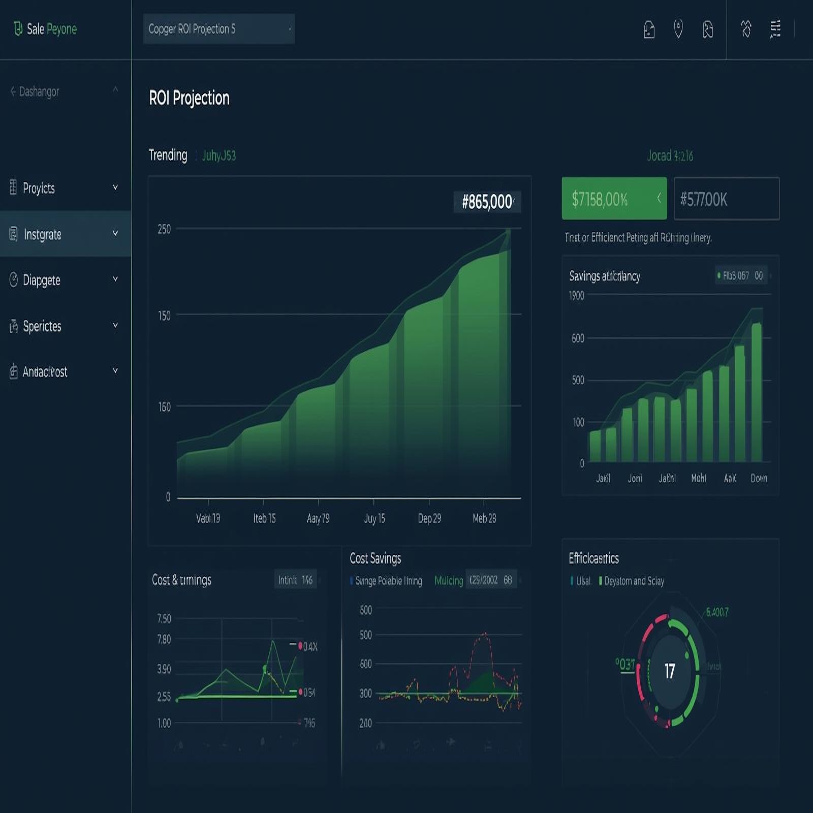 Navy and green KPI dashboard