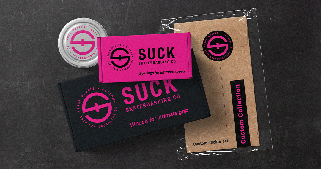 SUCK Skateboarding Co packaging design concept