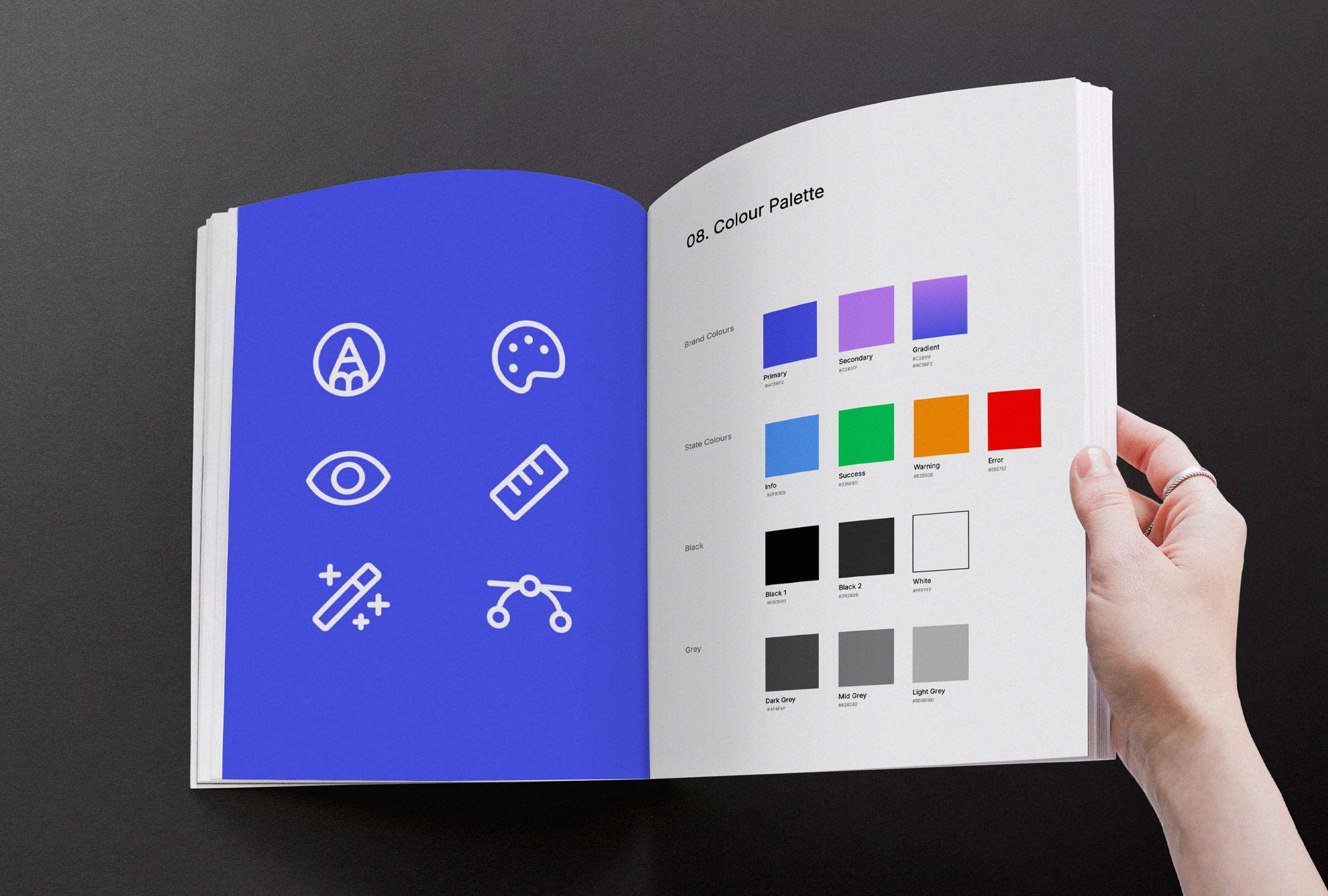 Brand style guide document concept mockup