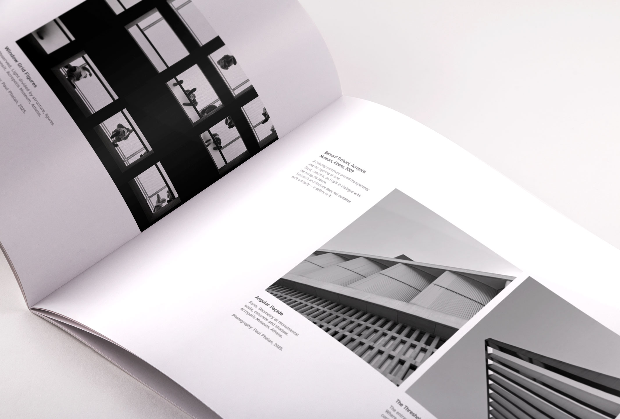 Acropolis Museum brochure design concept, open at a colour palette spread