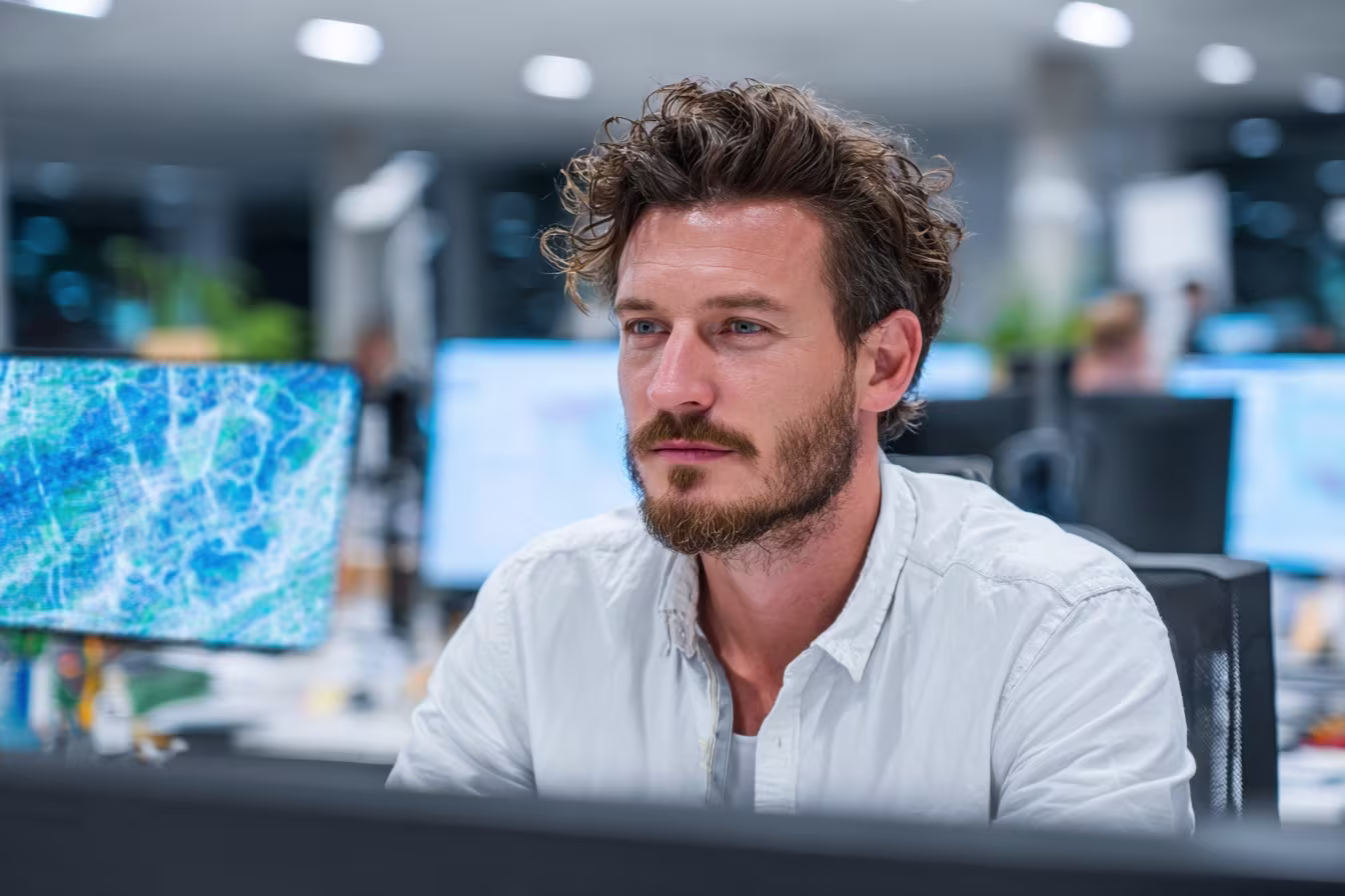 IT professional analyzing data security