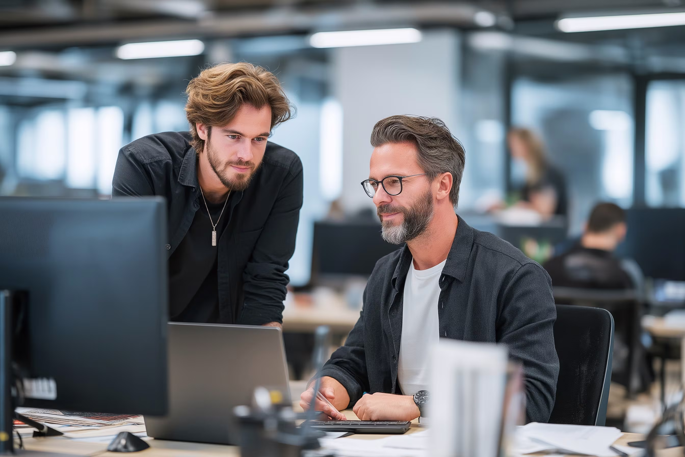 Professionals discussing IT security risk management