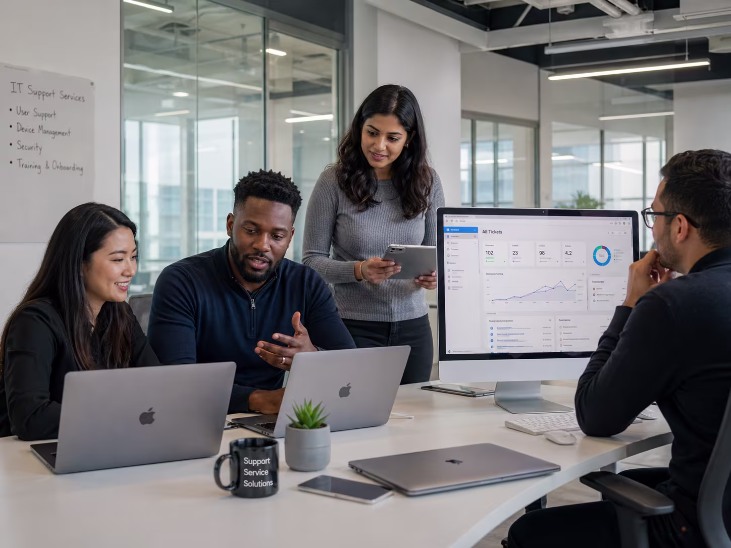 Diversity-focused Apple IT support services in modern office environment