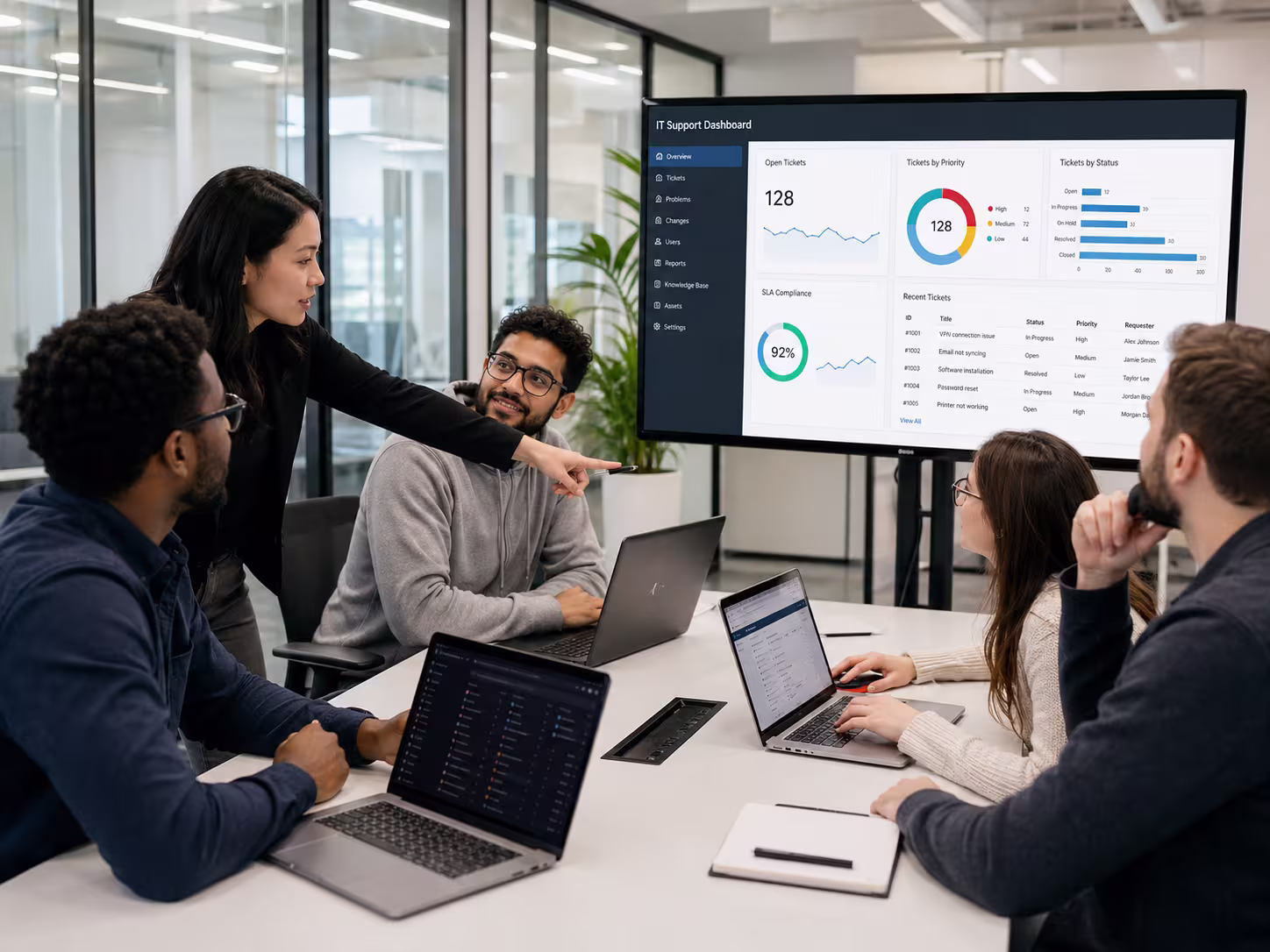 Diverse IT support company collaboration