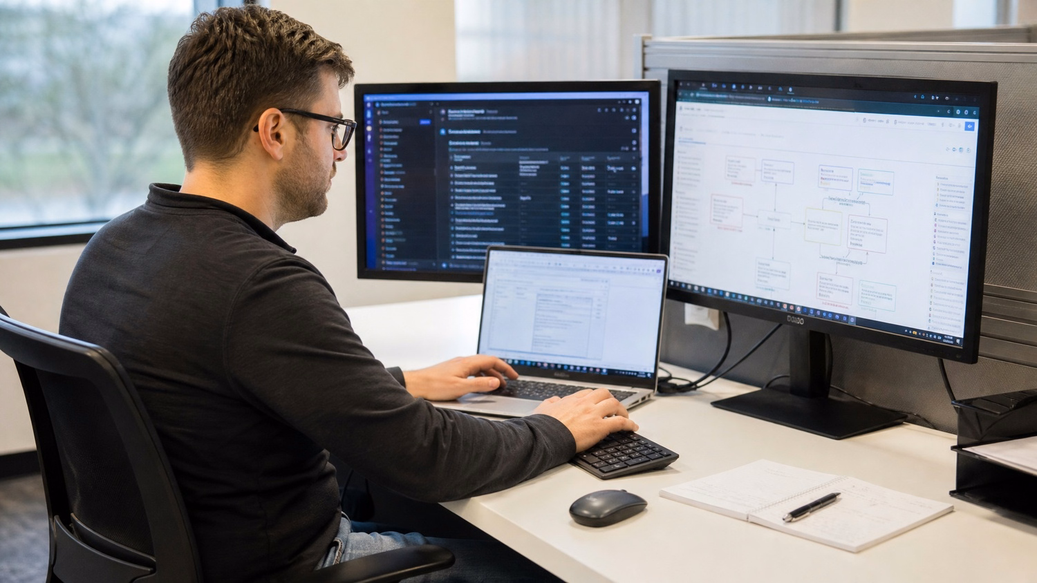 IT professional working at a desk on tasks related to Cyber Risk