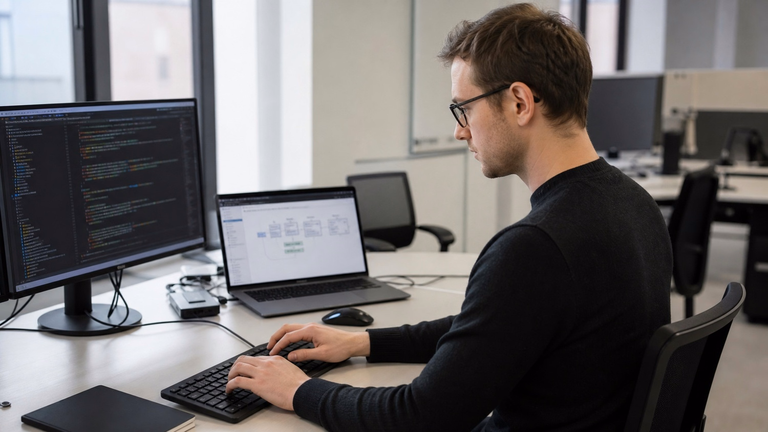 IT professional working at a desk on tasks related to Expert Google Cloud