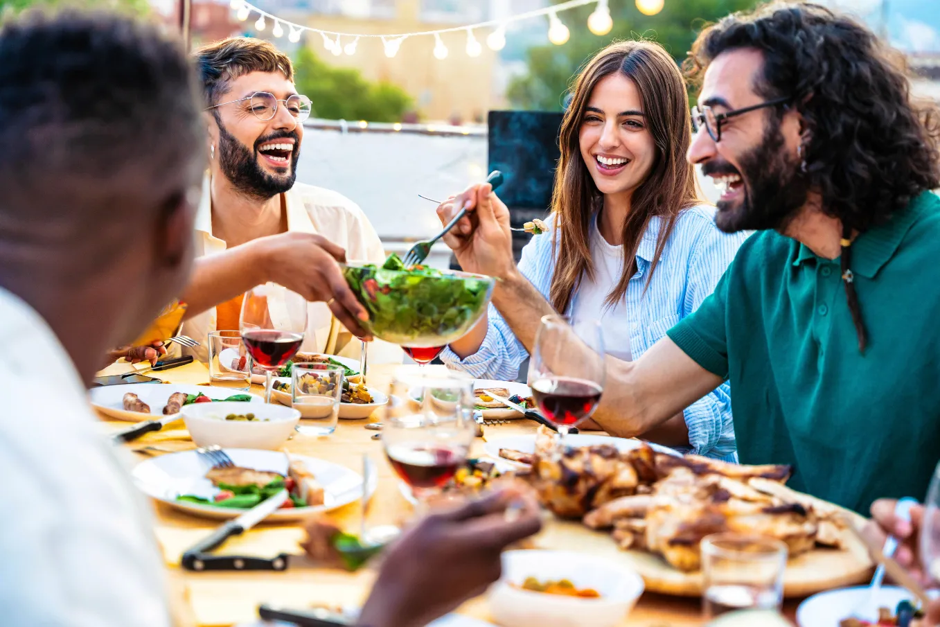 friends eating stock image