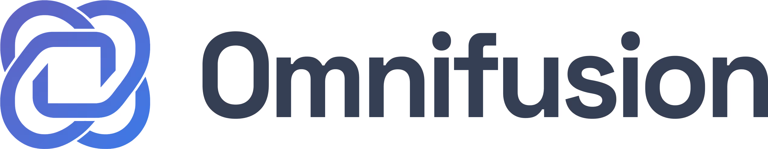 Omnifusion-Logo mit verschlungenem blauen Knotensymbol links vom Text.