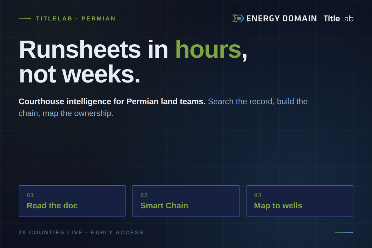Build a Permian runsheet in hours, not weeks