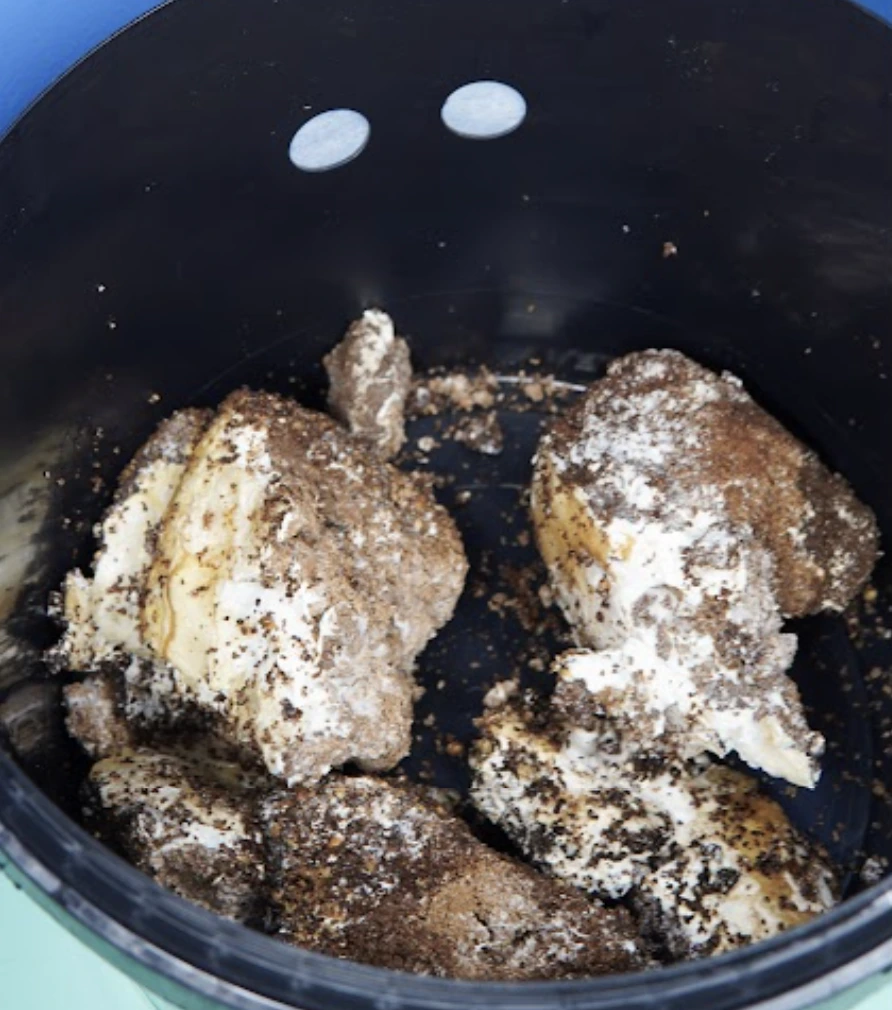 Growkit containing 20% of white mycelium left