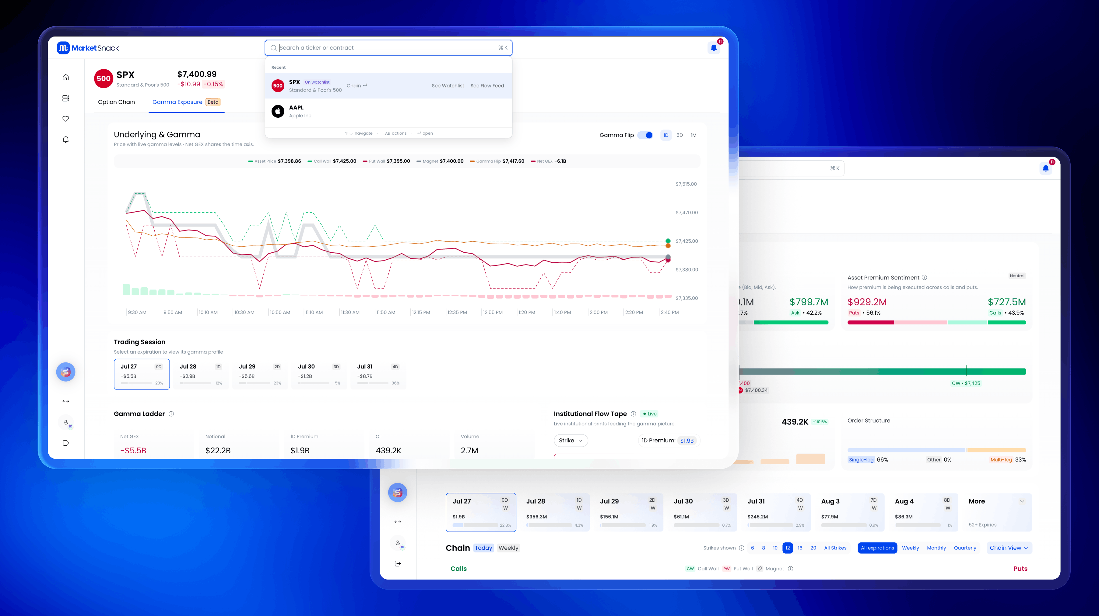 Enhanced Global Search, Options Chain Clarity, and Gamma Exposure Insights