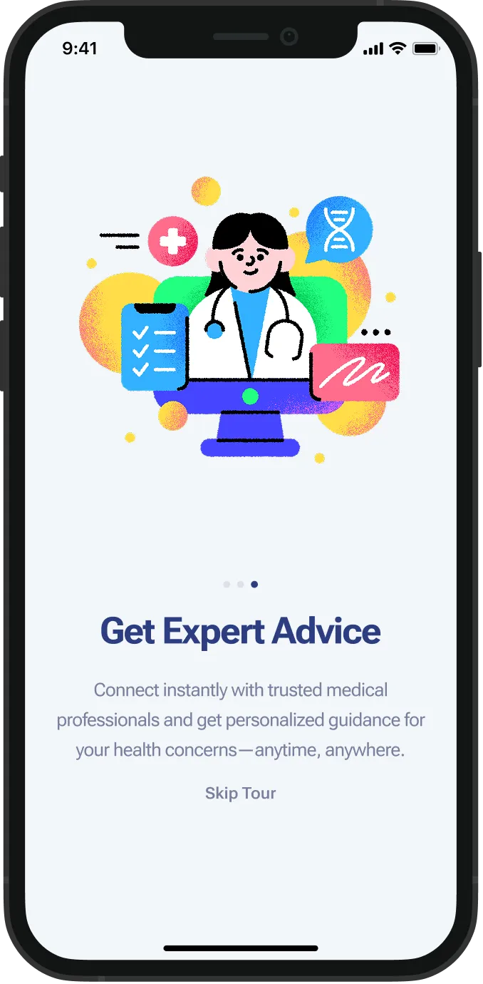 Mockup of a smartphone with an icon  from a digital health app