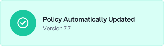 Card explaining that the policy has been updated