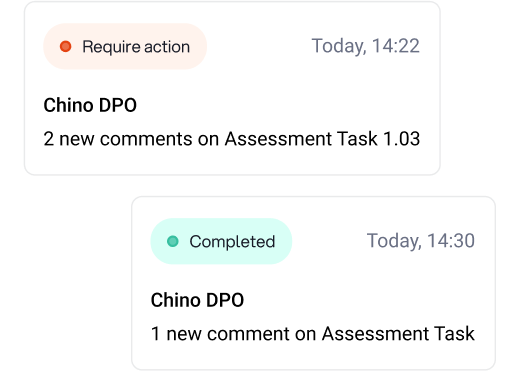 Tabs from a chat inside ChecksMATE showing the comments from a specific thread