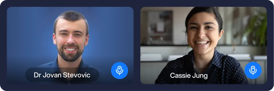 Images of Jovan Stevovic and a client during an online meeting