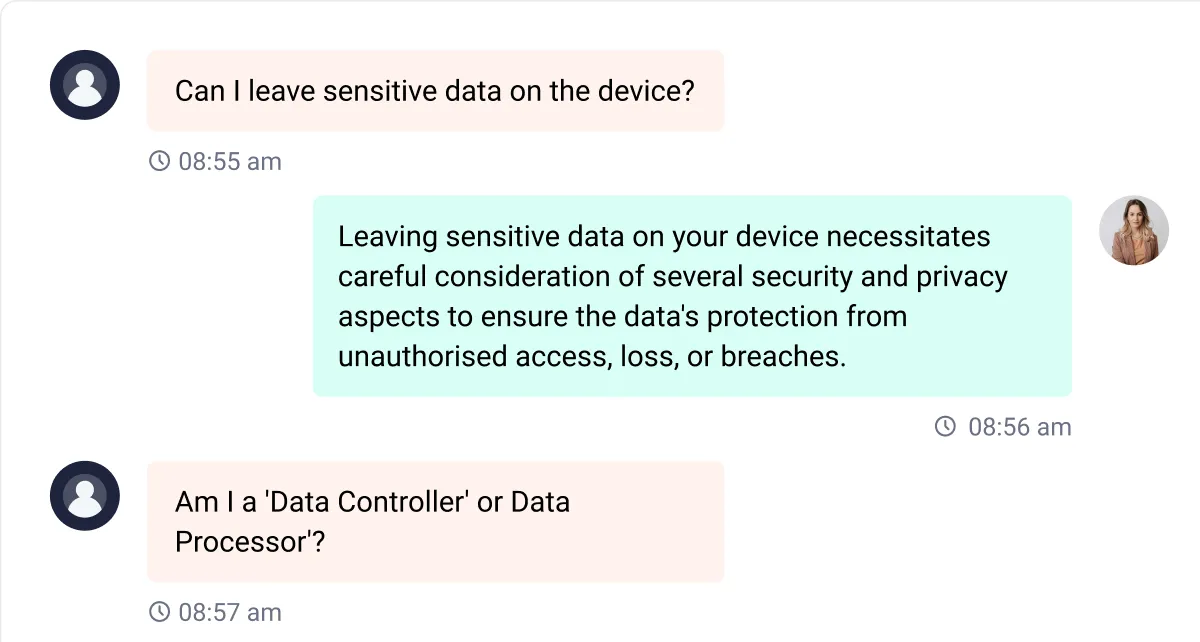 Tabs from a chat inside ChecksMATE showing the chat of a user with a legal consultant