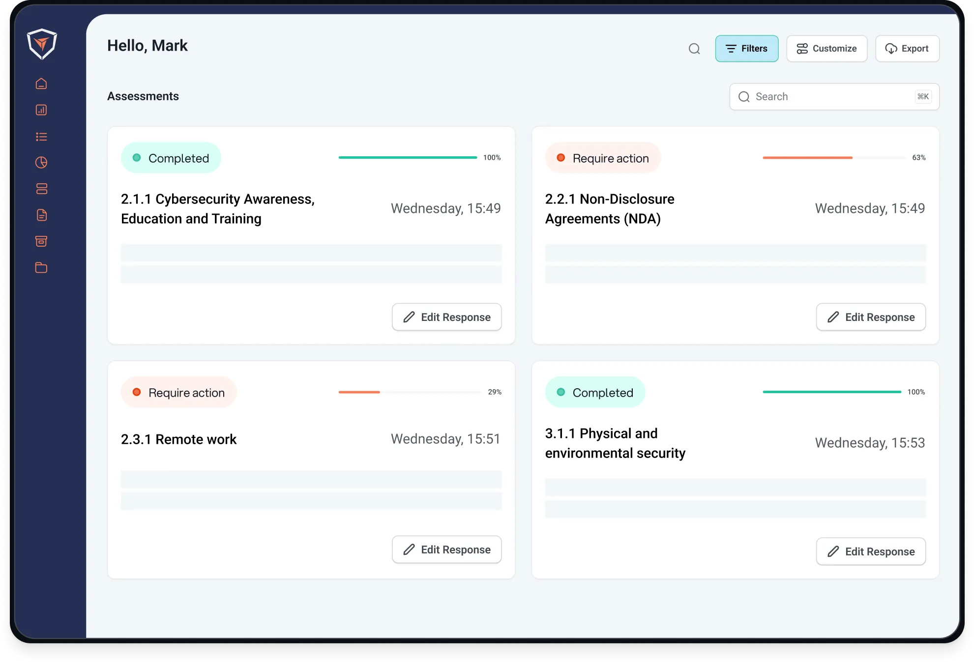 Tabs from ChecksMATE showing the tasks progress