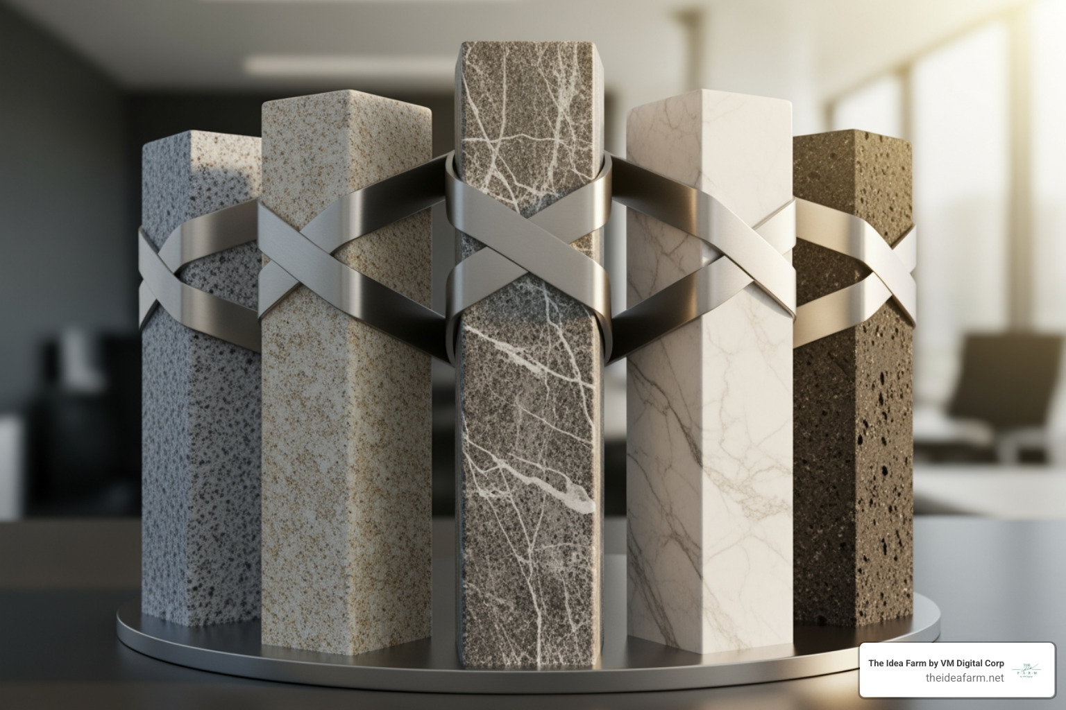 Five interconnected pillars labeled with the core components of B2B marketing strategy - b2b marketing growth