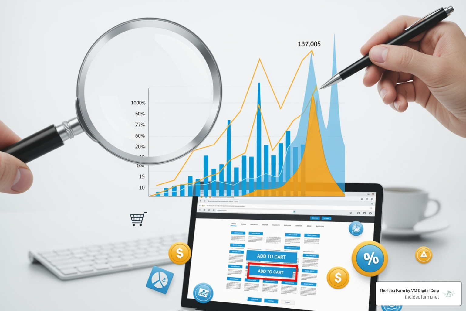 A dashboard showing rising conversion rates and lower customer acquisition costs. - conversion rate optimization