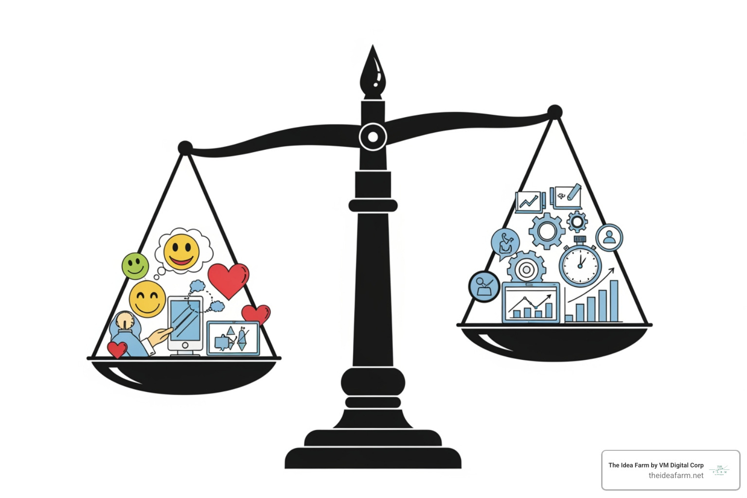 A balanced scale with 'Experience (X-Data)' on one side and 'Operational (O-Data)' on the other - how to measure success in customer service