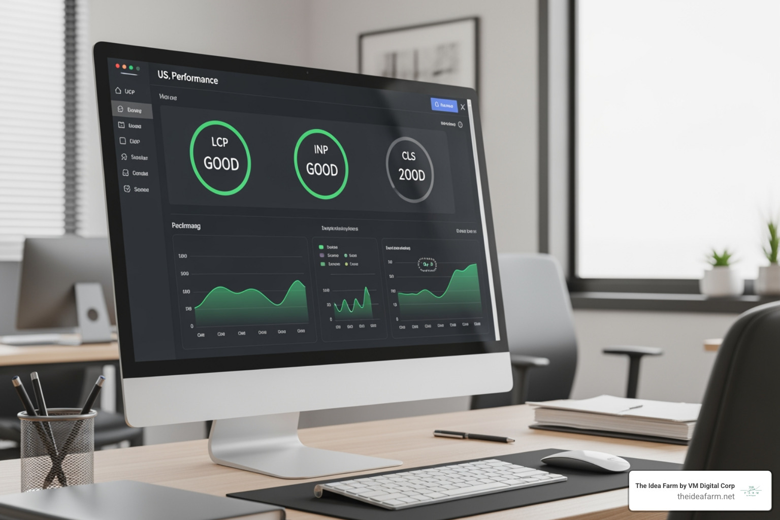 Website speed metrics showing LCP, INP, and CLS scores - Technical SEO Houston