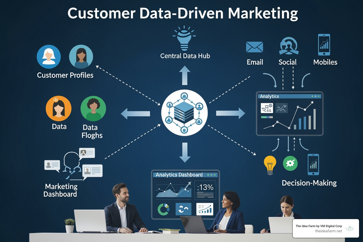A personalized customer journey map showing different touchpoints based on user data - customer data driven marketing