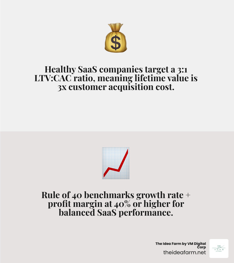 Table comparing healthy vs. unhealthy CAC and LTV ratios - dashboard for saas infographic 2_facts_emoji_grey
