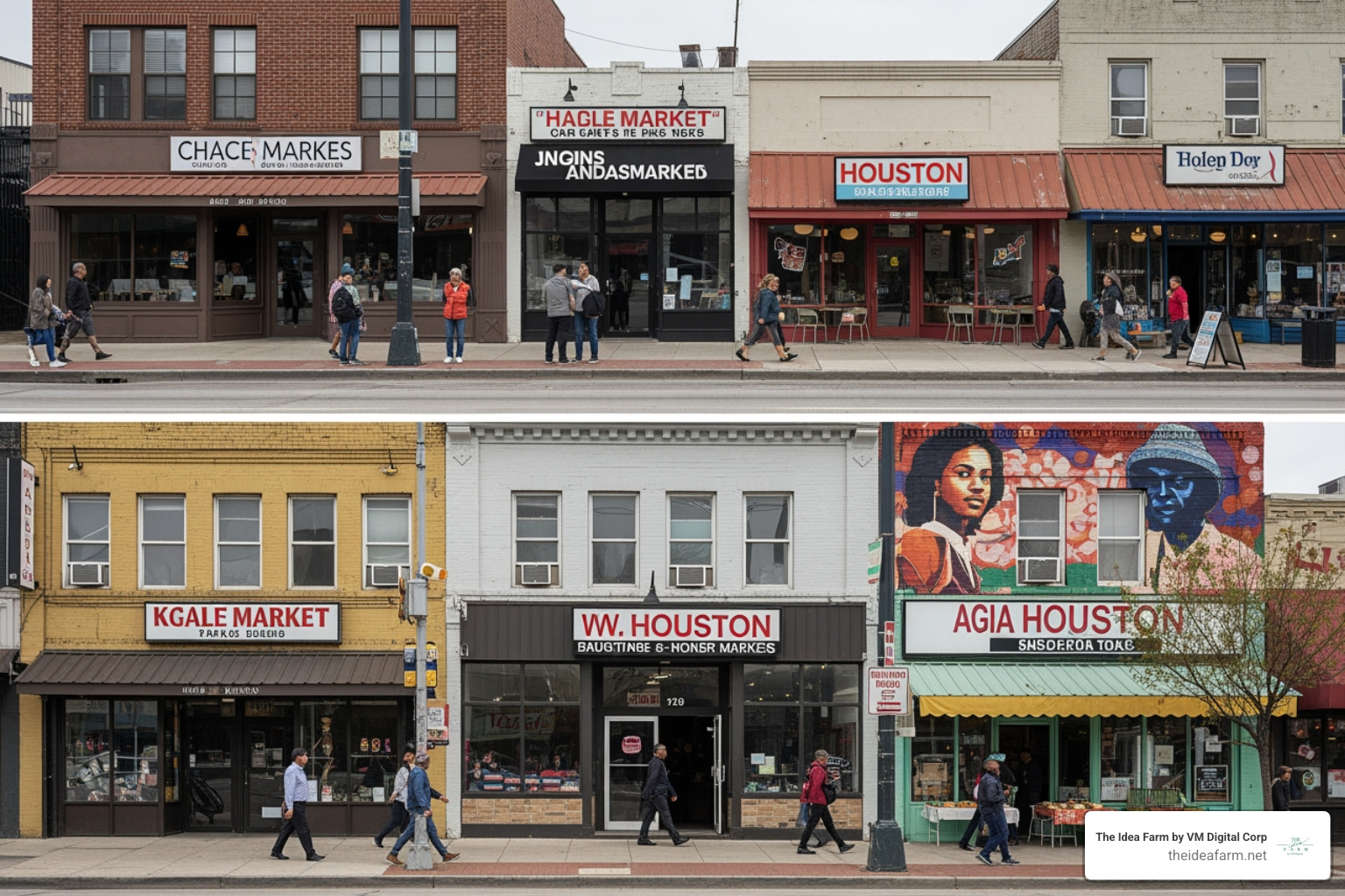 diverse Houston neighborhoods and business storefronts diverse Houston neighborhoods and business storefronts