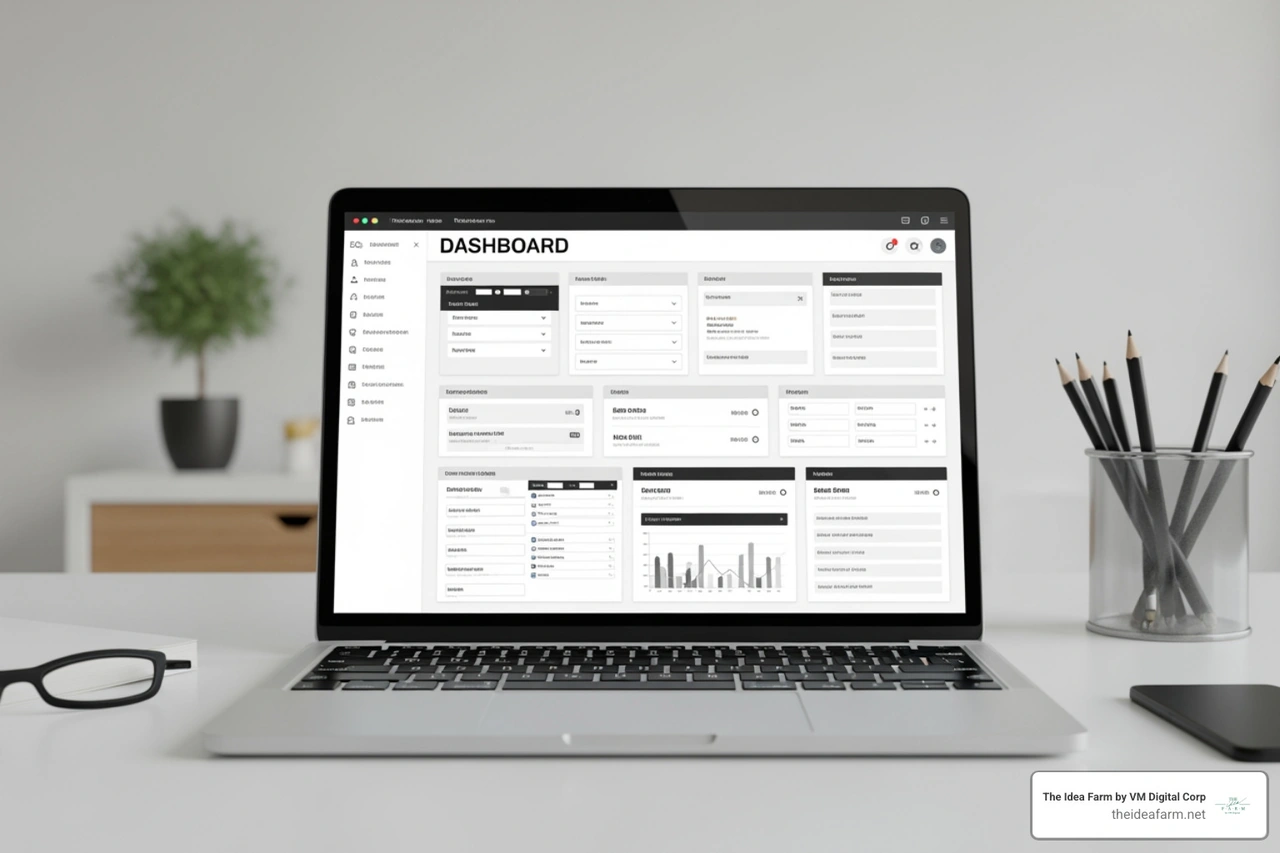 Example of a dashboard wireframe showing layout and metric placement