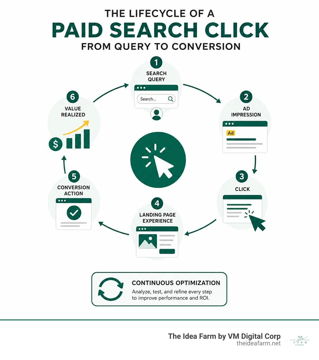 Lifecycle of a paid search click from query to conversion infographic infographic Lifecycle of a paid search click from query to conversion infographic infographic