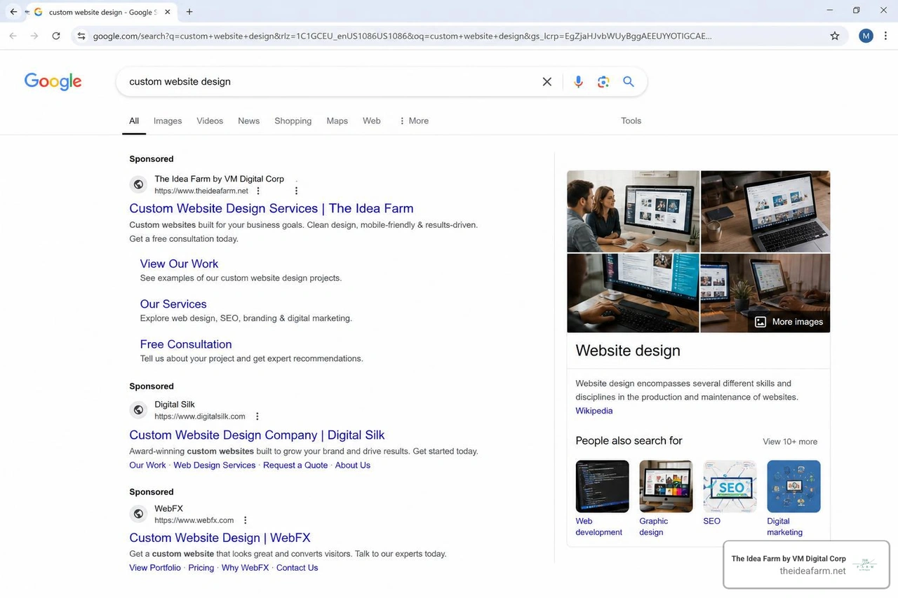 Search engine results page showing paid ads Search engine results page showing paid ads