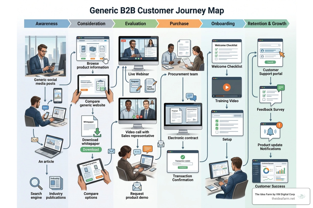 B2B customer journey map tracking multiple touchpoints