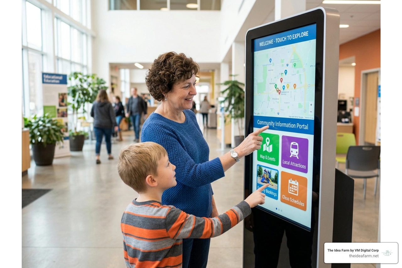interactive touch screen kiosk in action