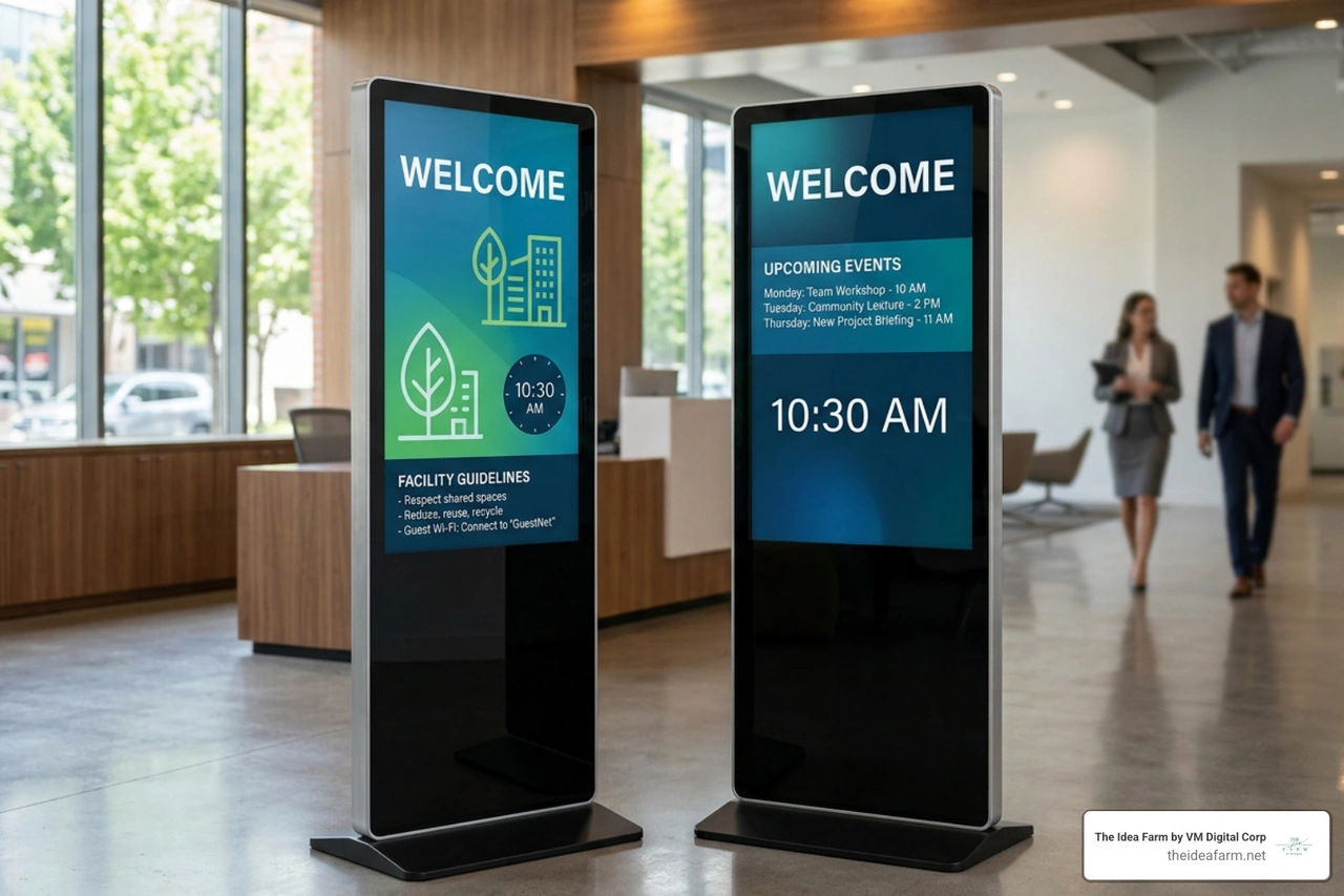 sleek floor standing digital totem display