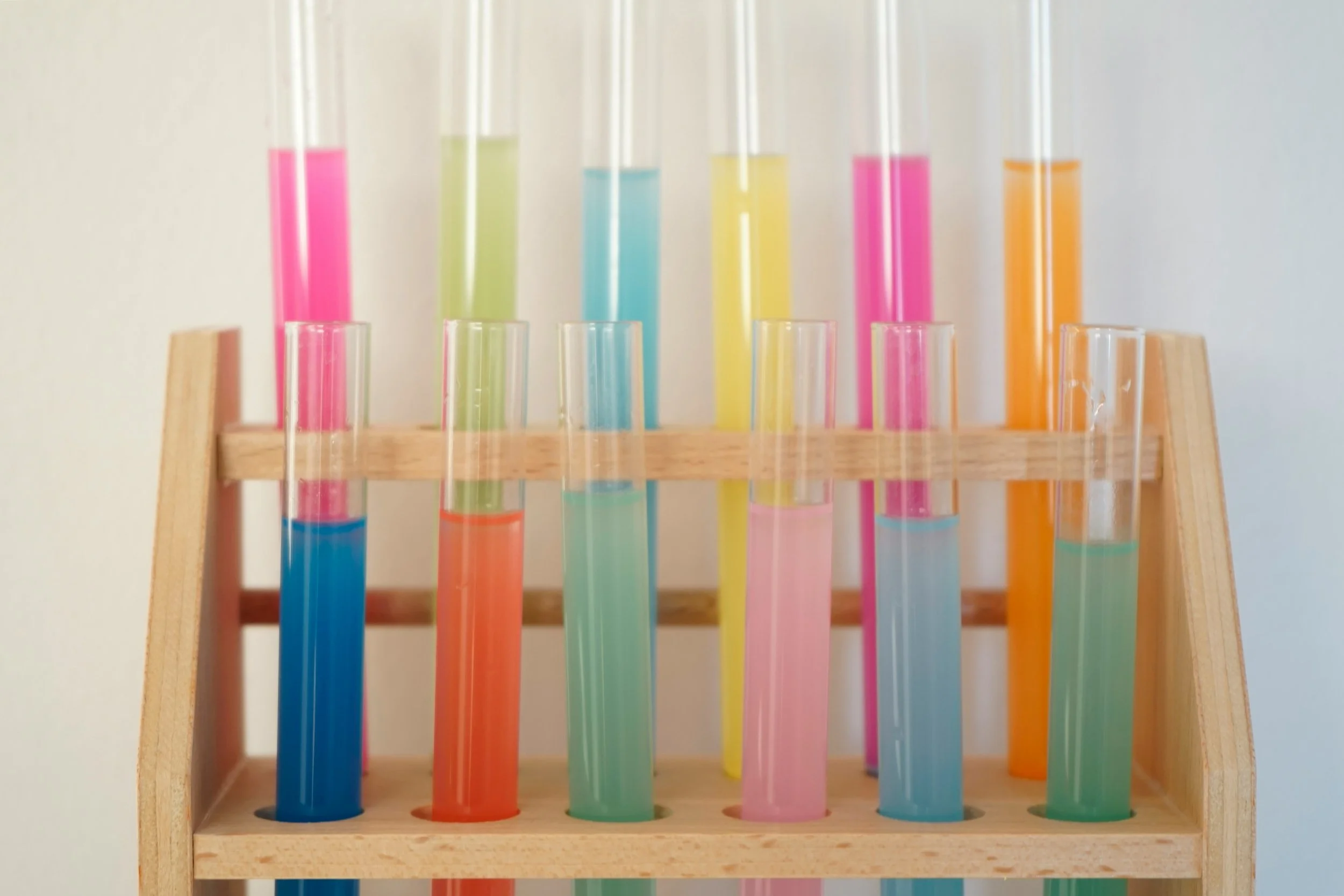 Test tubes with colourful fluid