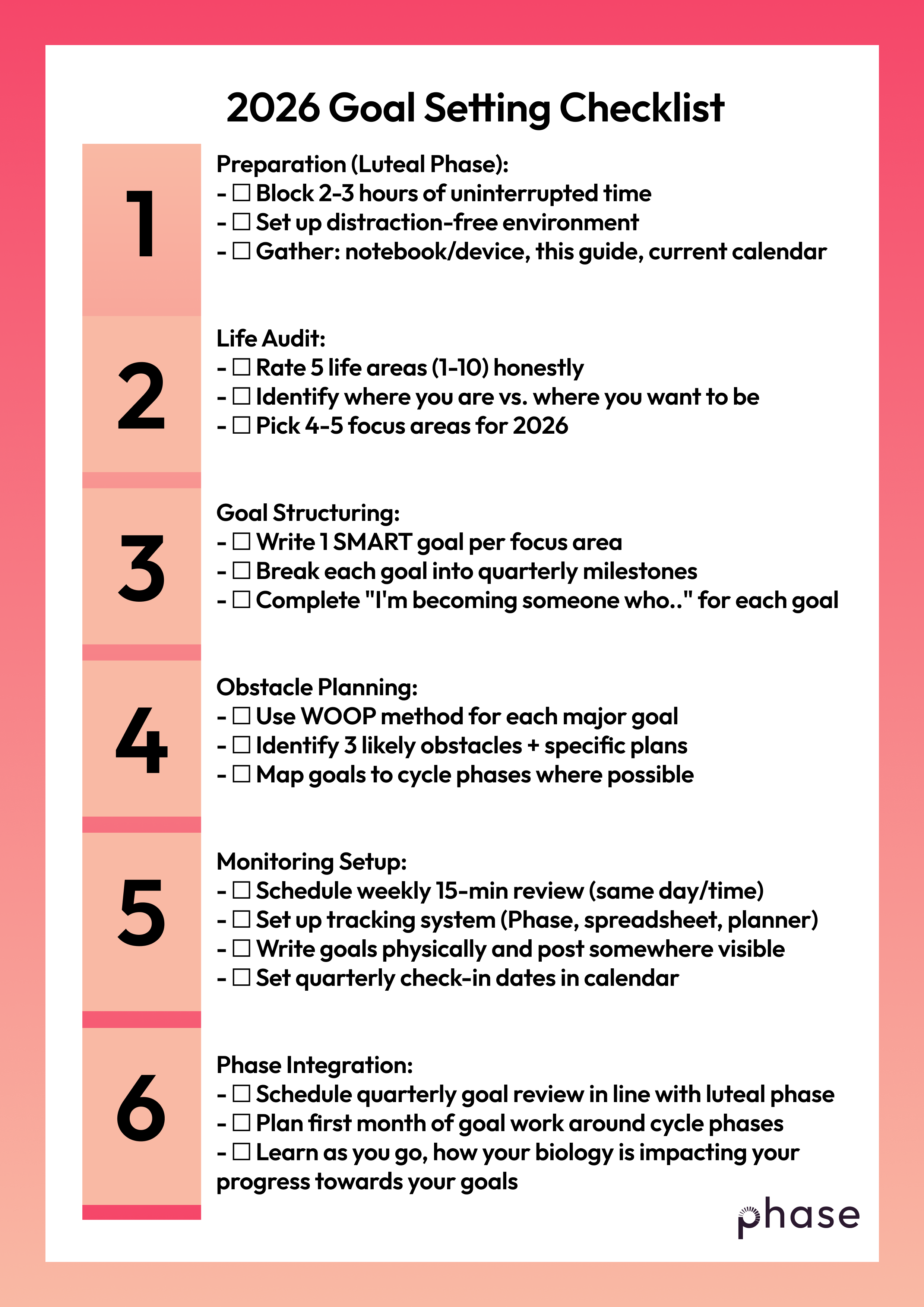 Phase 2026 Goal Setting Checklist (downloadable)