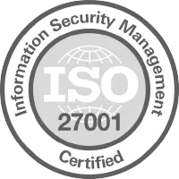 Sceau circulaire indiquant la certification ISO 27001 en gestion de la sécurité de l'information.