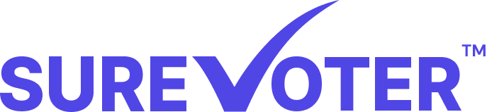 SureVoter brand name with a checkmark integrated in the letter V and a trademark symbol.