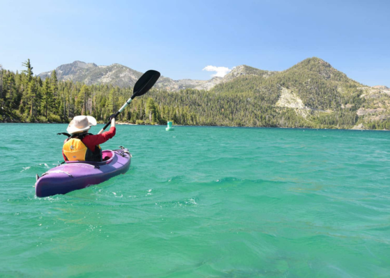 Residents kayaking on Lake Tahoe during summer