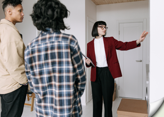 realtor presenting a house