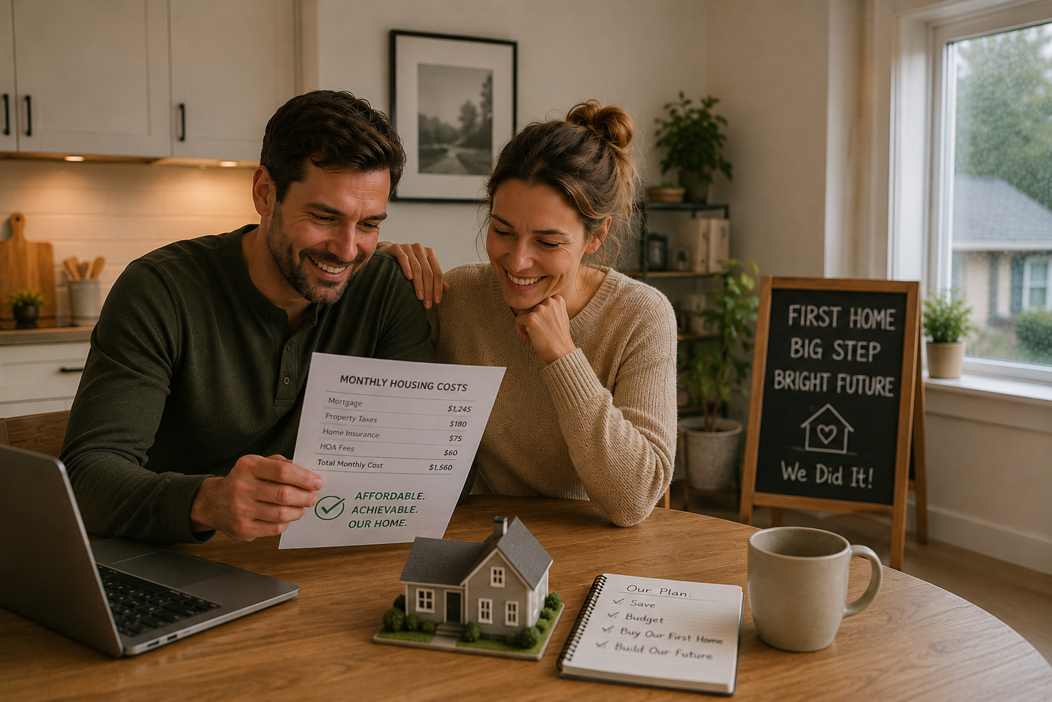 First-time home buyers benefiting from affordable monthly housing costs