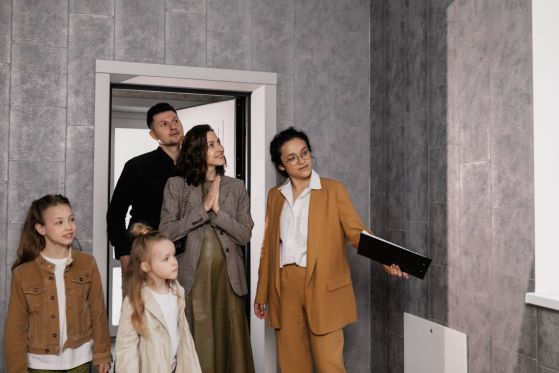 home buyers walking in on a new house