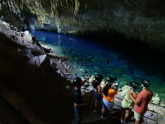 hidden lake visited by tourists