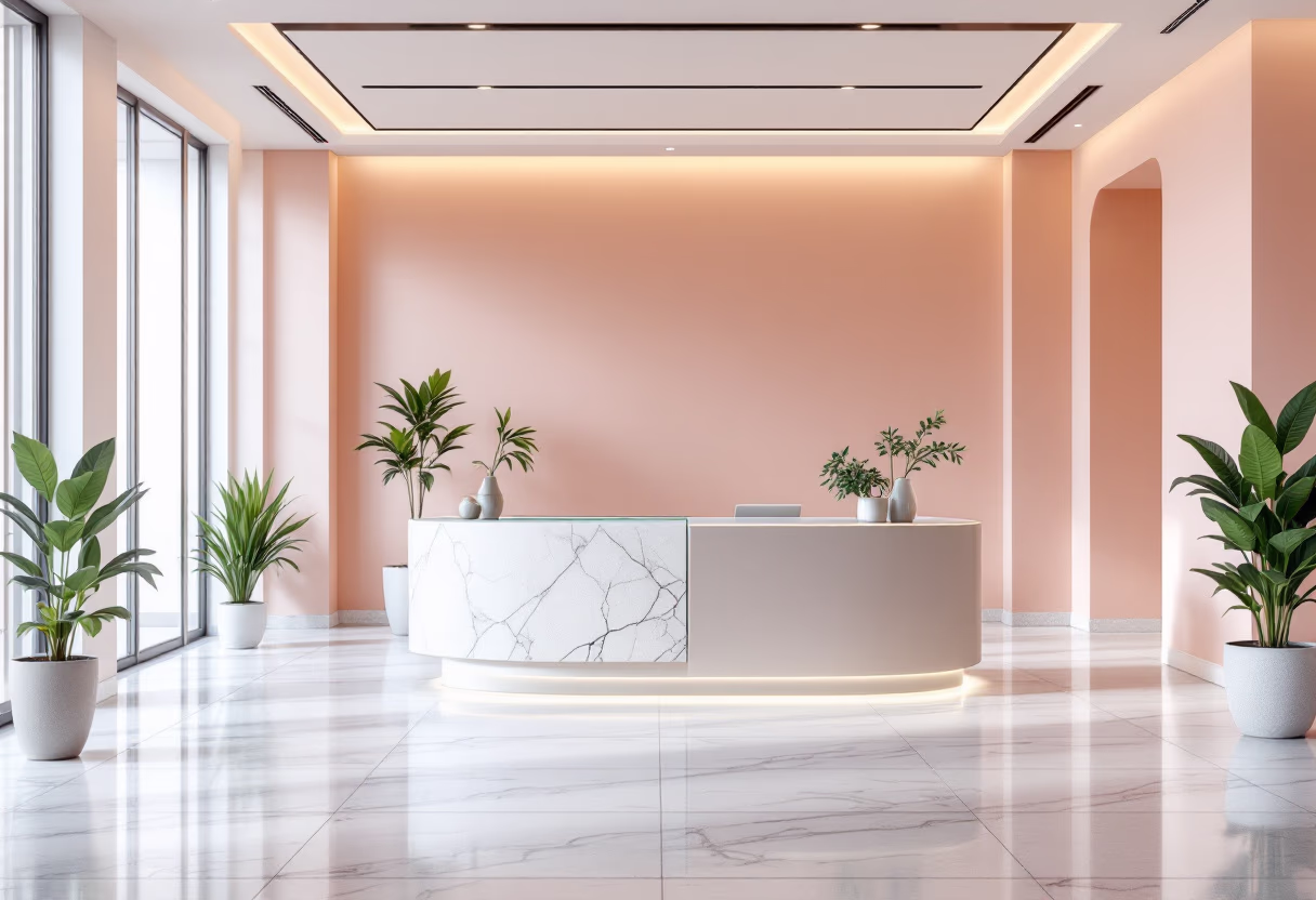 [background image] image of office reception desk (for a legal tech).