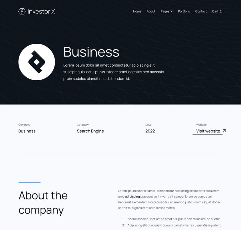 Portfolio Single Page - Social Media Assets - Investor & Investment Firm Webflow Template