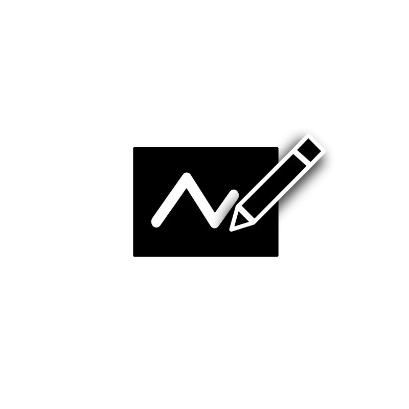 Icon of a pencil drawing a zigzag line inside a rectangular frame.