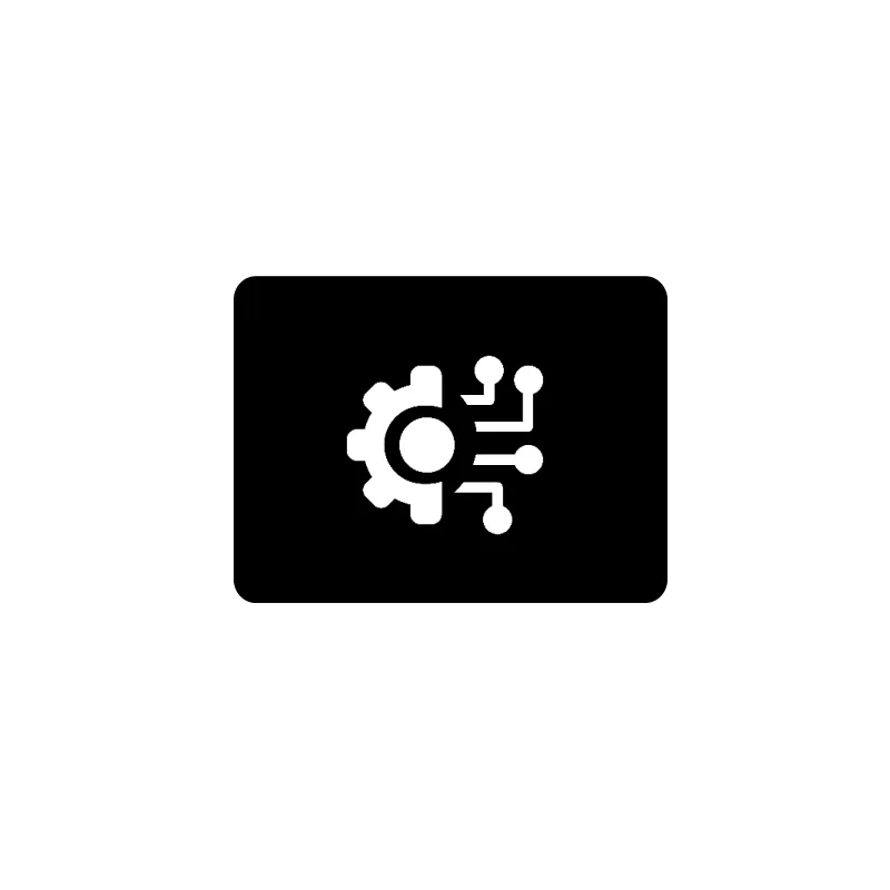 White gear and circuit board icon inside a speech bubble on a black square background, symbolizing IT consulting.