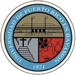 Seal of Universidad de Puerto Rico en Bayamon with year 1971 and academic symbols.