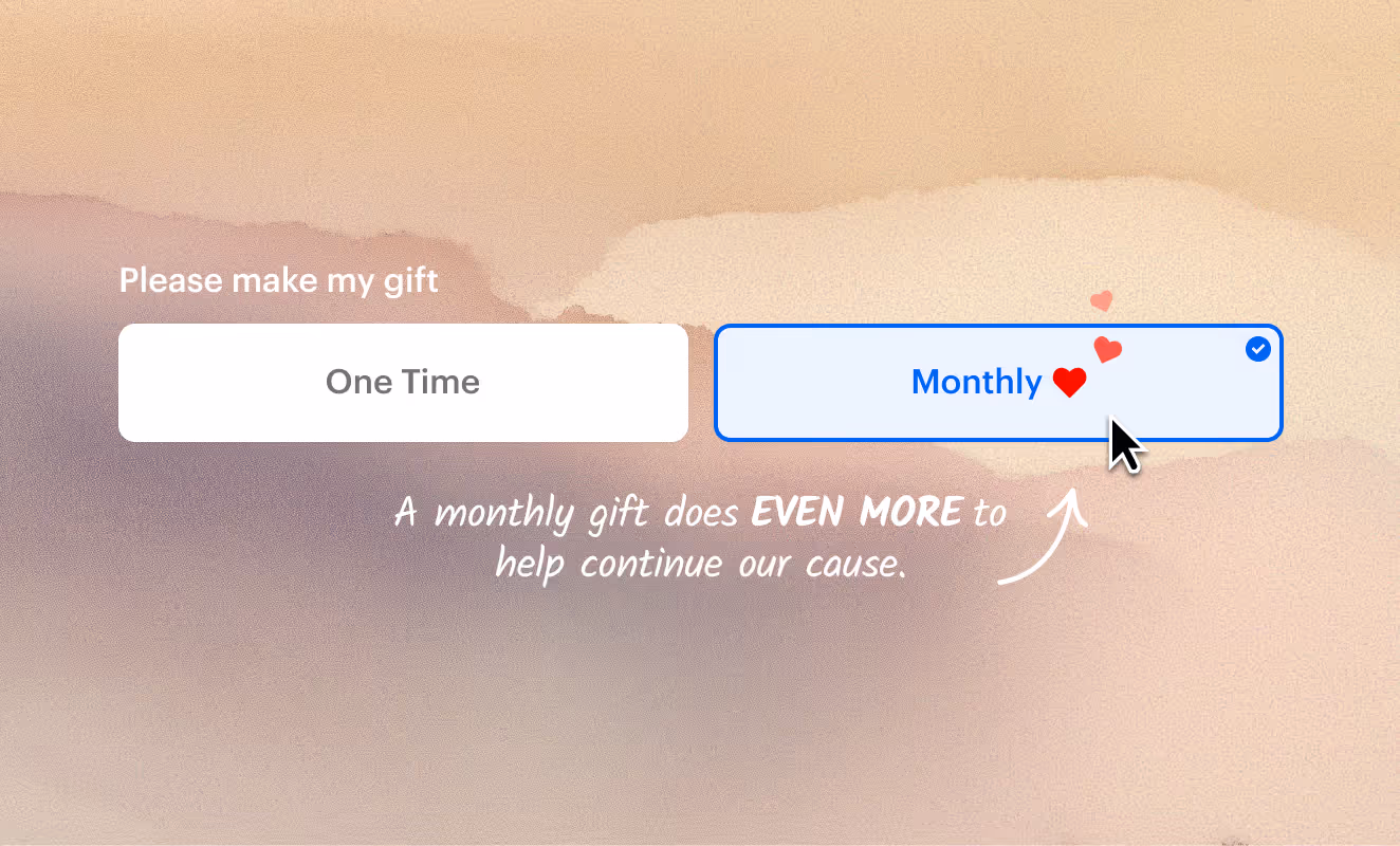 Monthly giving upsell prompt on a donation form